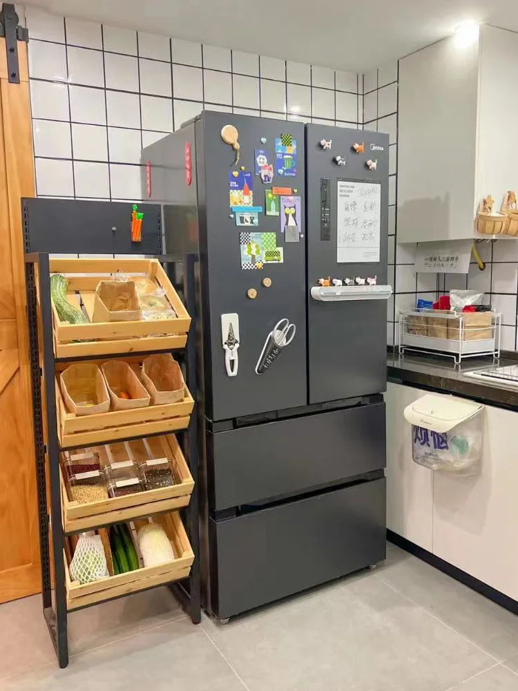 Company Freshfruitsandvegetables Iron Frame Supermarket Shelves Stand Display Wood Fruit Display Rack