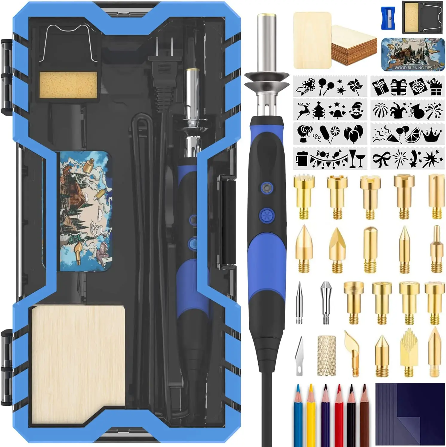 72 pcs Wood Burning Kit Professional Pyrography Wood Burning Tool  Wood Burner Kit with Accessories for Embossing Carving DIY