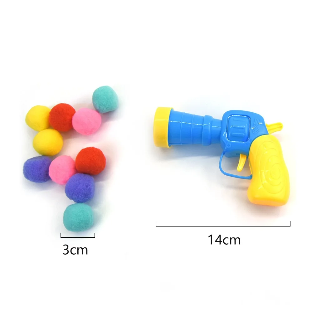 Interactive Training Launch Training Cat Toys Kittens Mini Shooting Gun Games Stretch Plush Ball Toys Pet Cat Kitten Toy