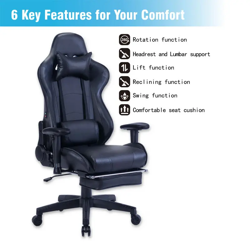 China wholesale kursi gaming gamer chair linkage armrest adjustable racing ergonomic gaming chair malaysia with footrest