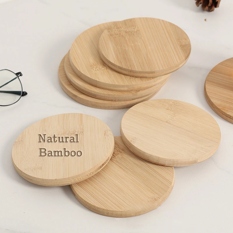 Wholesales 100% Natural Biodegradable Bamboo Cork Drink Tea Coasters Custom Bamboo Coasters for Drinks