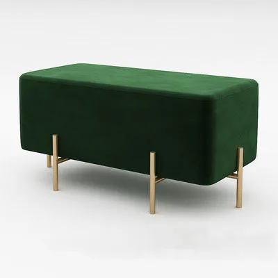 
 New Fashion Large Ottoman Bench With Metal Legs  Household Design  Velvet Sofa Stool  