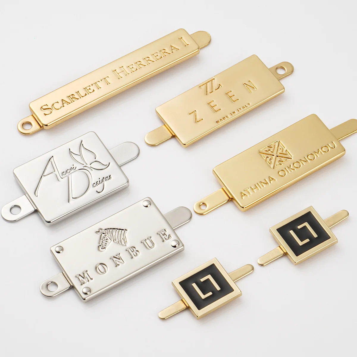 Custom Engraved Logo Metla Name Plate Tag with 4 Rivets