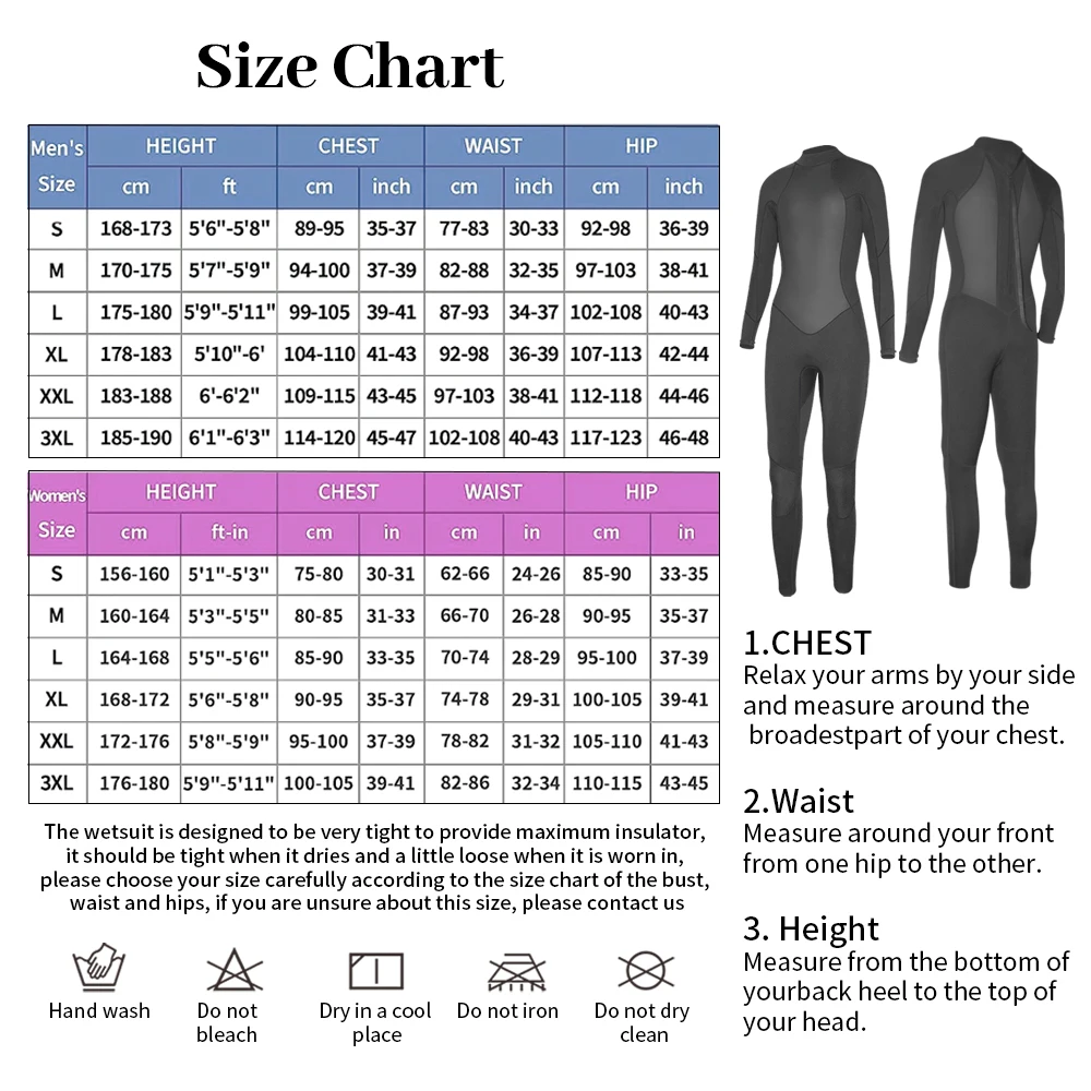 3MM Men Women Sharkskin Neoprene Swimming Wet Suits Unisex Long Sleeve Full Body Surfing Diving Wetsuit