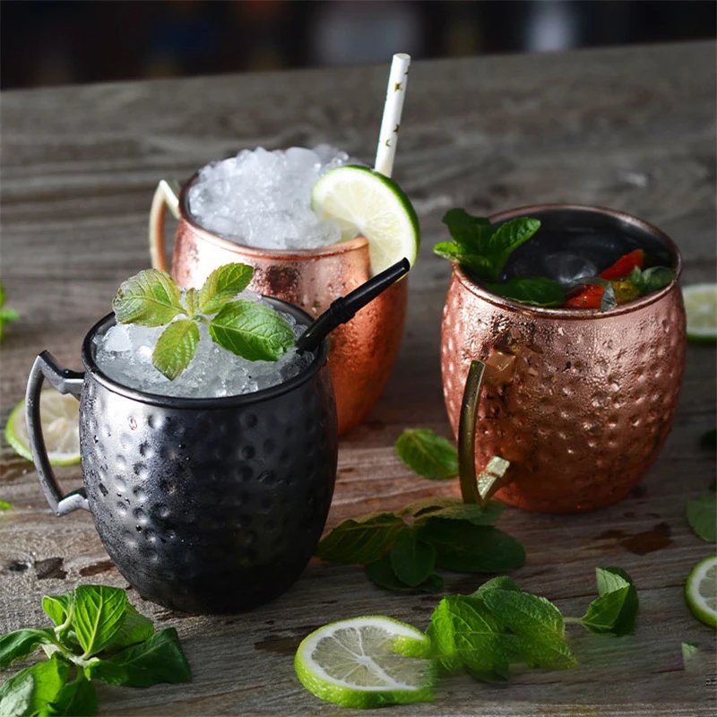 wholesale variety shapes Hammer point bar restaurant metal 304 stainless steel cocktail copper mugs moscow mule mug