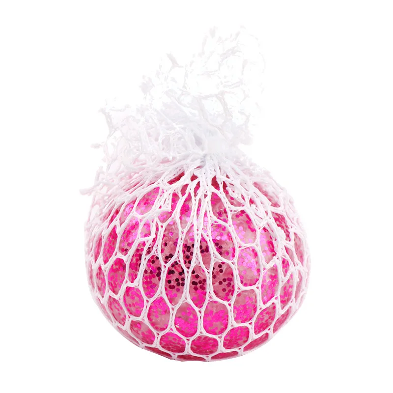 6.0CM Sequin TPR Gold powder Grape Ball Custom Kids Mesh Water Beads Vent Grape Toy Fidget Stress Ball