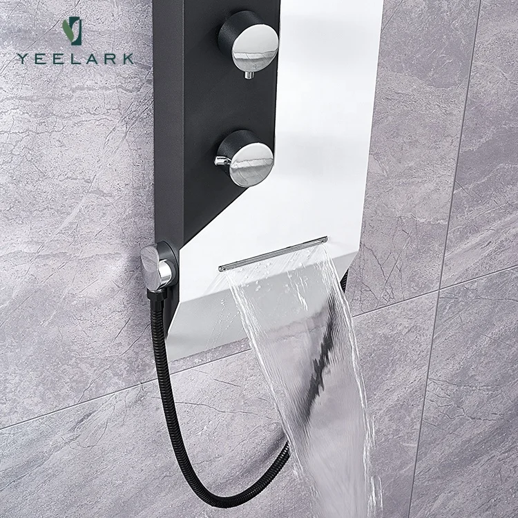 Top quality Bathroom Set Brushed Nickel High End 304 Stainless Steel Waterfall Shower  Massage Wall Shower Panel