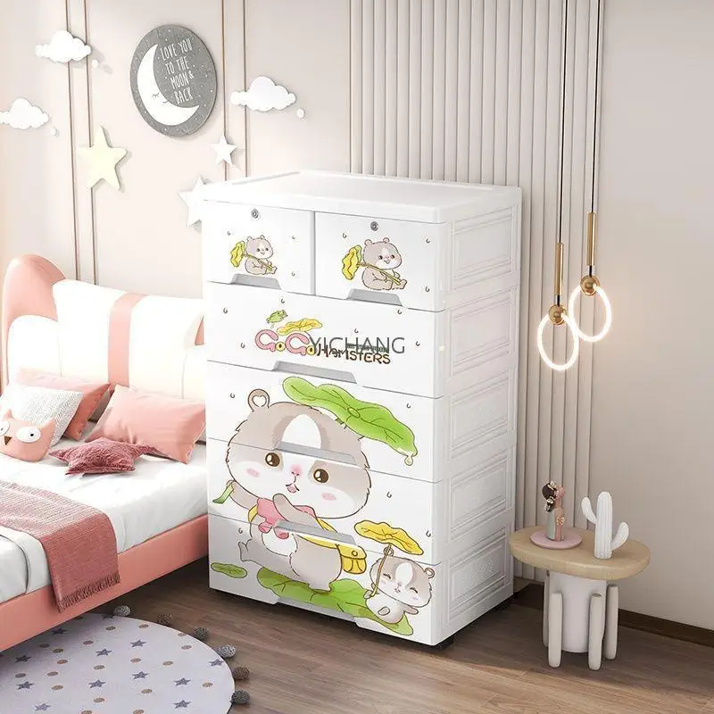 Hot Cartoon Pattern Baby Cupboard Closet Toy Cupboard Wardrobe Storage Cabinet with Drawer