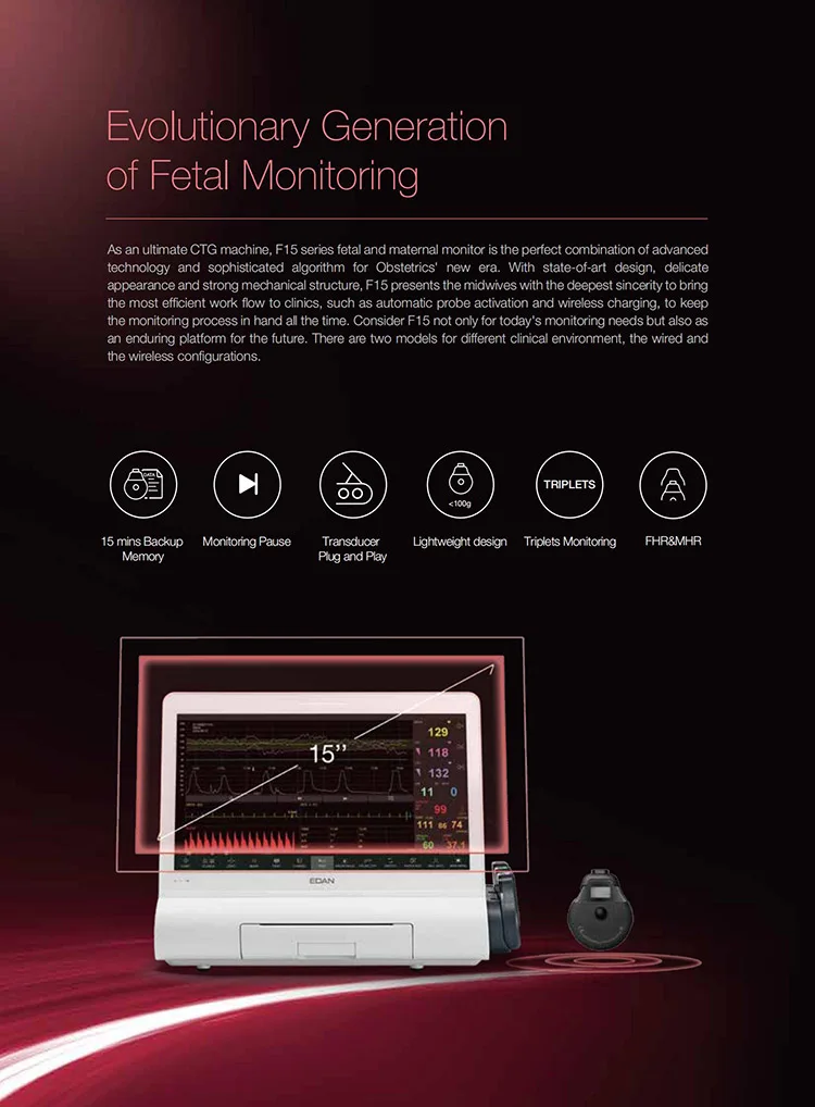 Edan F15 Fetal monitor machine Ysenmed wholesale edan fetal monitor cardiotocography CTG ctg machine maternal fetal monitor