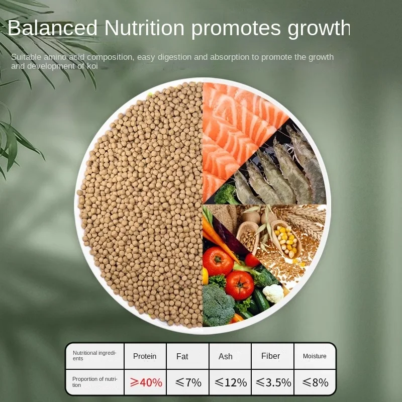 VOONLINE Staple Food Balanced Nutrition Koi Fish Food, Suitable for Daily Feeding, 5mm Granules