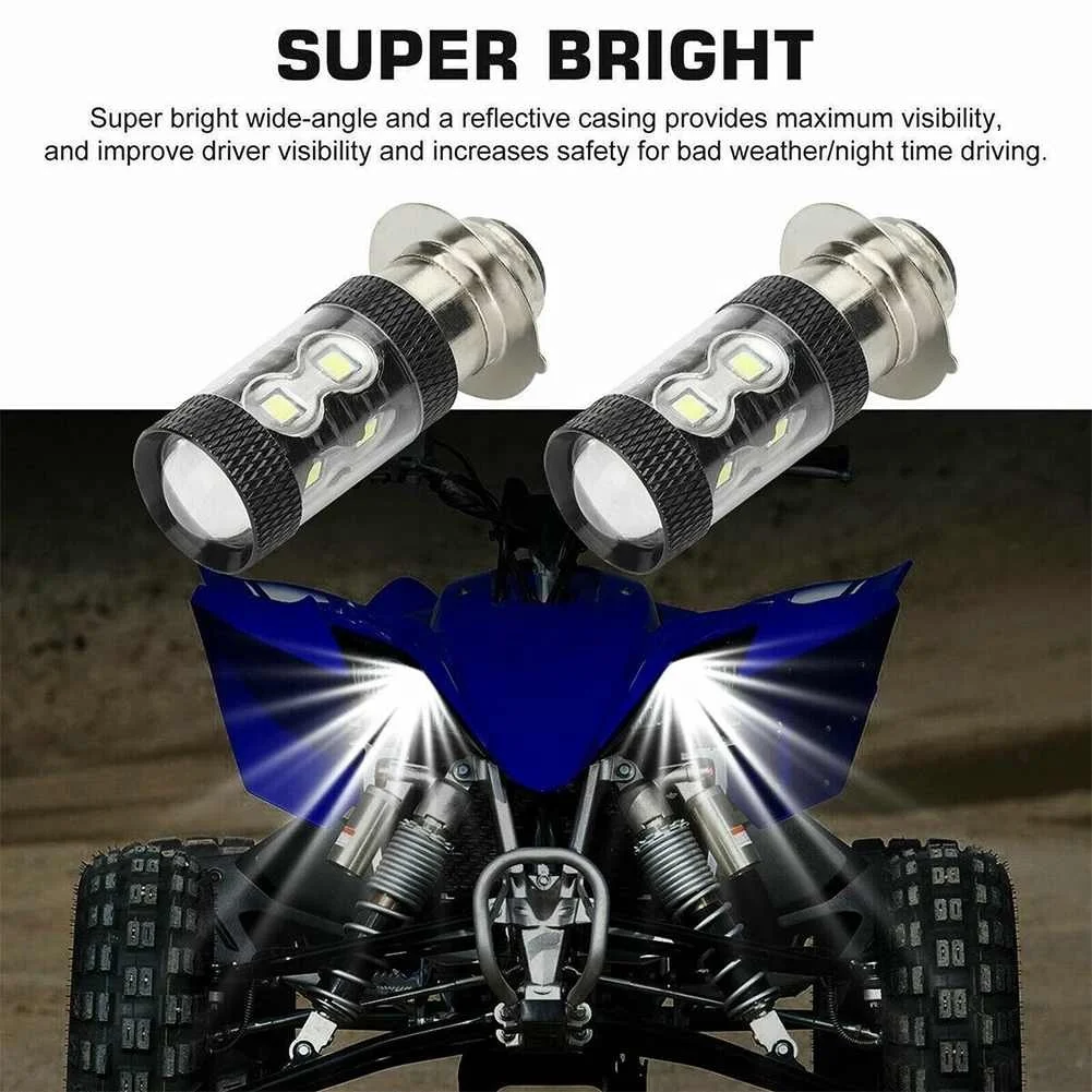 LED Motorcycle Headlight Bulb Accessories Super Bright for YFZ450R Rhino 700 Raptor YFM660