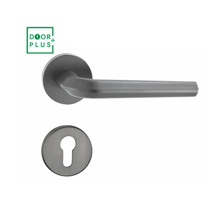 Doorplus European Matte Black Door Handle Lock Zinc Alloy Lever Handle For Wooden Door Modern Black Door Handles Lock Set