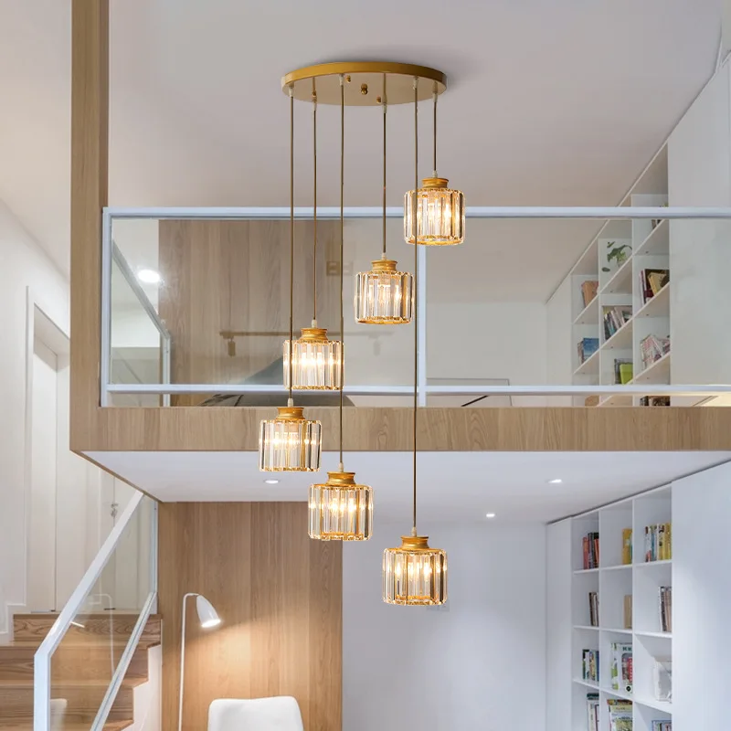 New Arrival Staircase Chandelier  Nordic lamps Modern Crystal Pendant Lamp