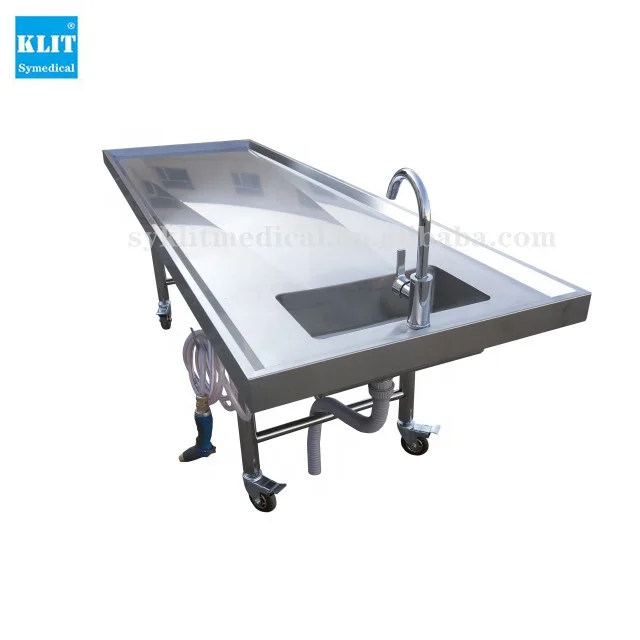 China Supplier Stainless Steel 304 Dissection Table Mortuary Autopsy Table