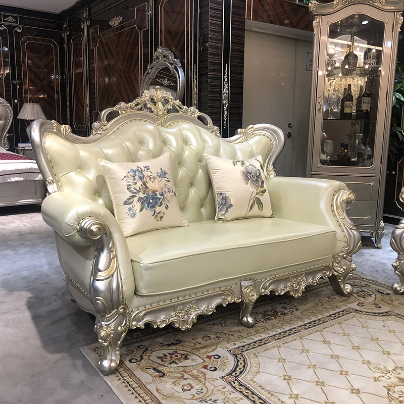 MO LAN European 123 combination cowhide solid wood new classical living room large apartment leather sofa