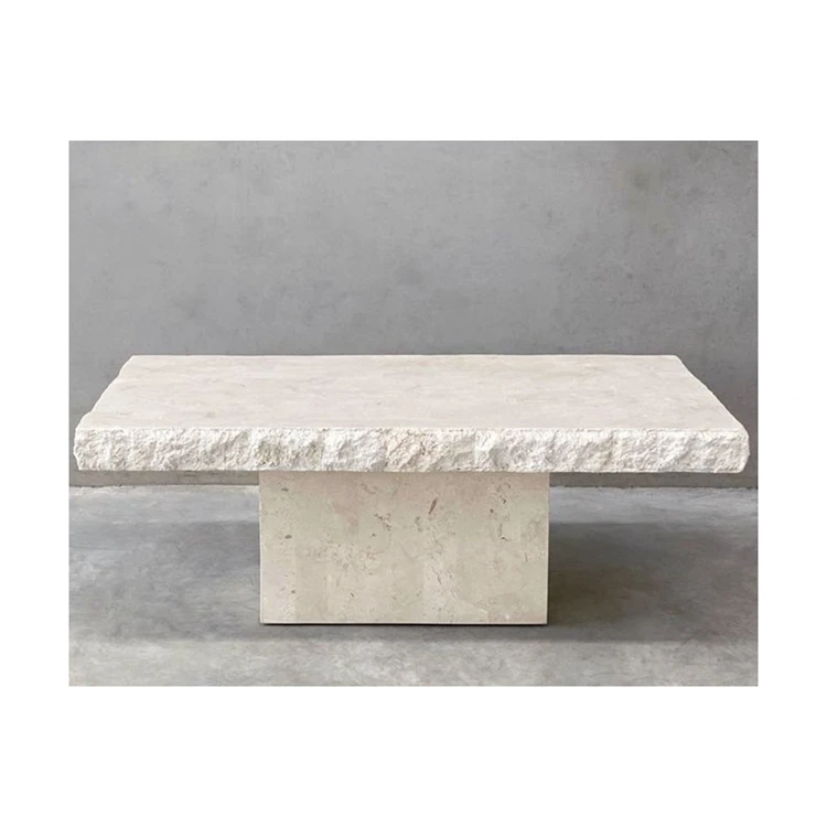 Newstar Hot Sale Natural Limestone Marble Stone Travertine Side Table Plinth End Table