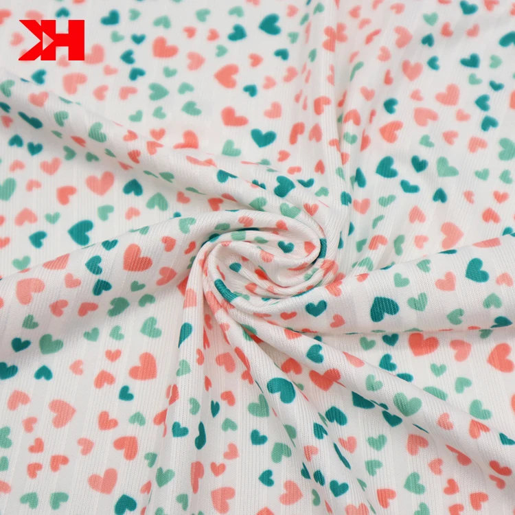 Kahn high quality digital custom printed fabric polyester digital printing on rib fabric