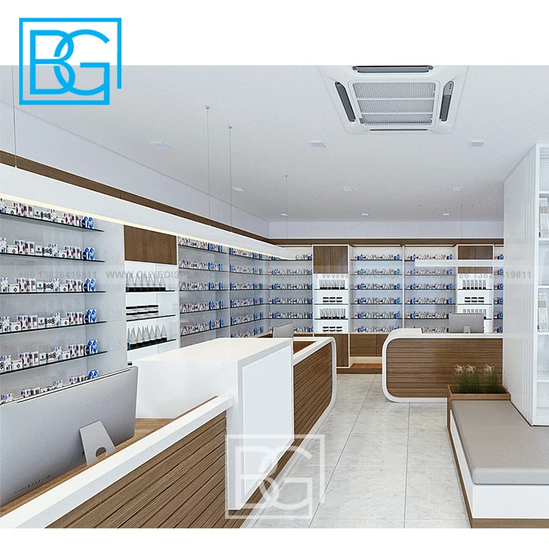 Pharmacy Counters Display Cabinet Pharmacy Shelves Display Racks Furniture Of Pharmacy Medical Store Wood Counter