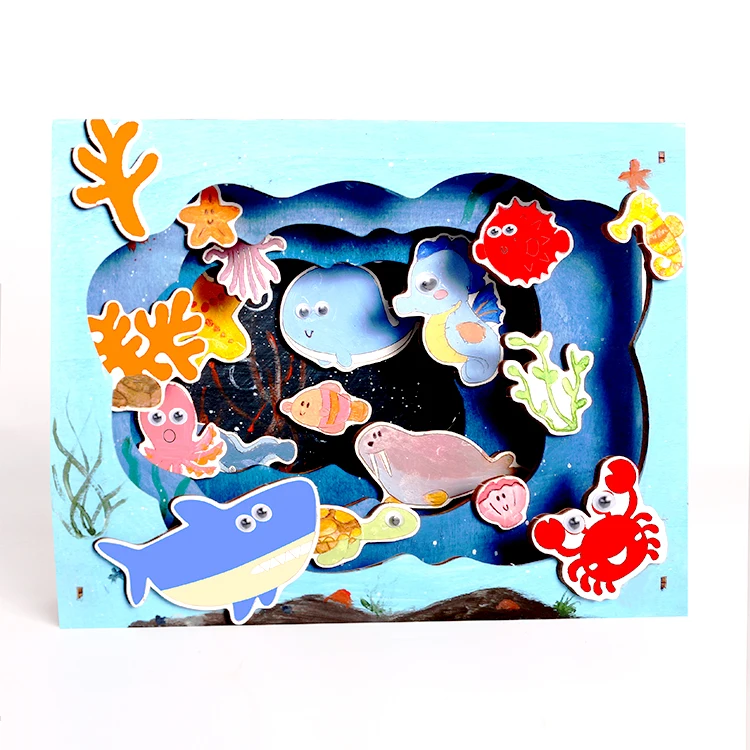 2024 New 3D SeaWorld kids DIY cartoon board stereoscopic painting