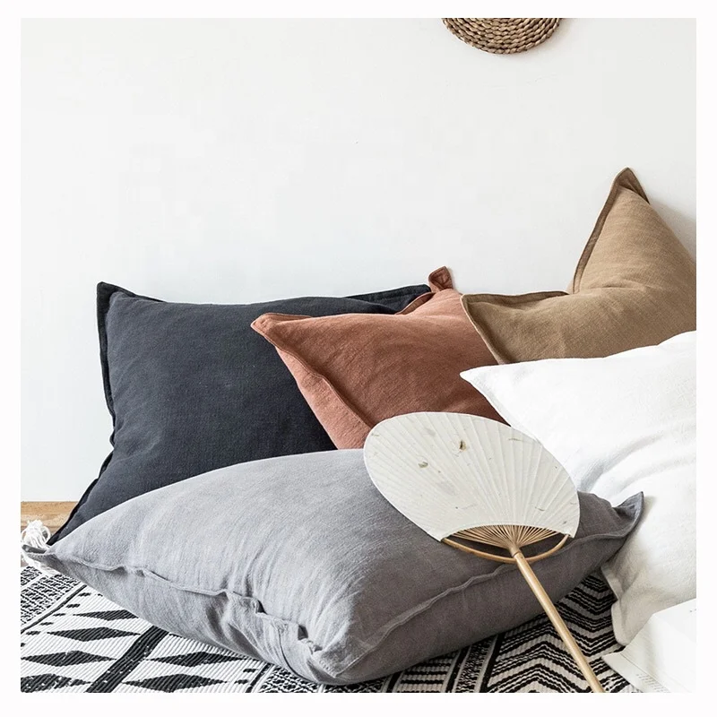 Wholesale home nordic style cotton linen poly mixed throw pillow case cushion cover