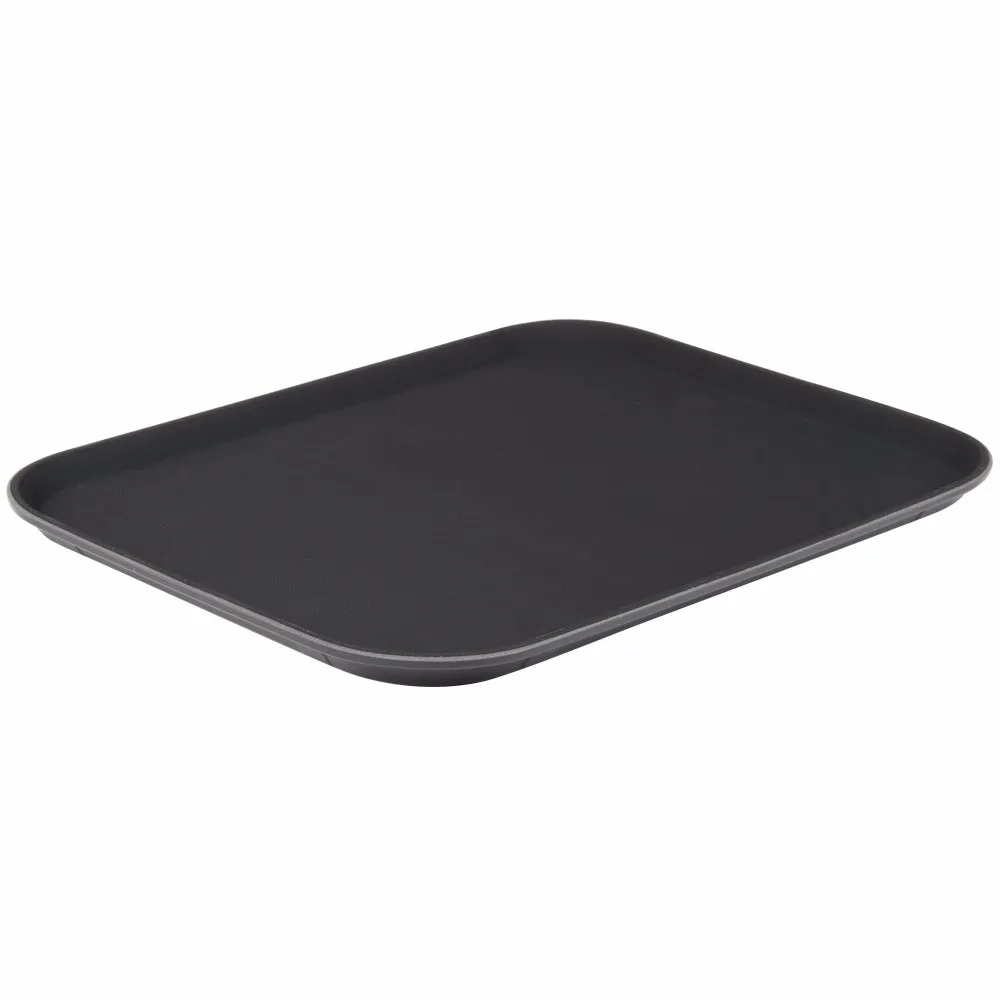 Classic cafeteria brown black rectangular fast food plastic serving tray