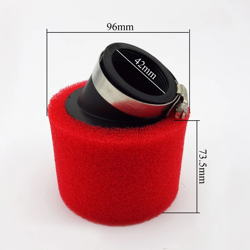 Красный 42 мм угловой двойной пенопластовый воздушный фильтр для питбайков кроссовых мотоциклов Pitmotard