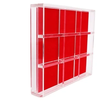Квадратная квадратная коробка из плексигласа большая витрина для витрины/акриловая ювелирных изделий с разделителем красная подушка