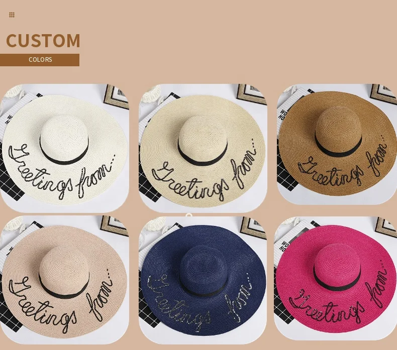 SUN Umbrella Bulk Floppy Charm Straw Hats Chinese China Supplier Wholesale Embroidery Oversized Summer Foable Beach Large Youth