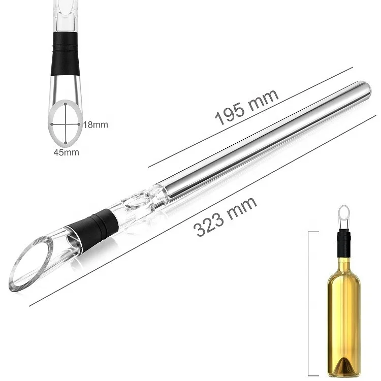 Best Selling 3 in 1 Metal Wine Cooler Beer Cooling Stick And Stainless Steel Wine Chiller Cooler Stick Pourer With Stopper
