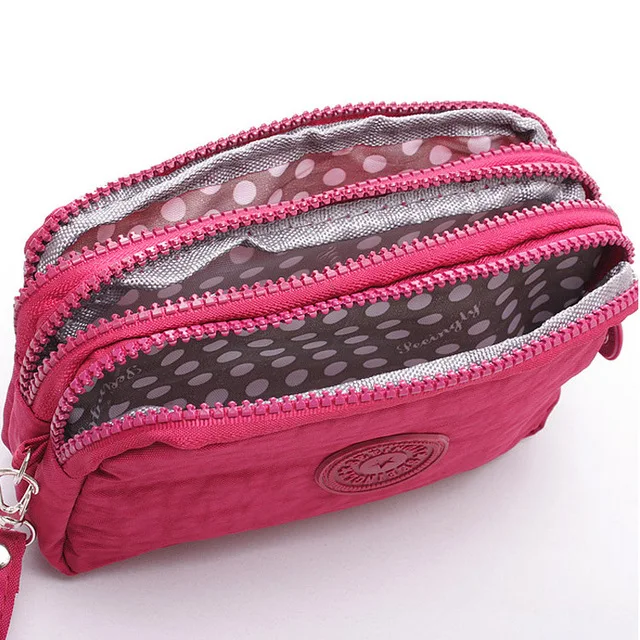 female mini waxed canvas purses handbags zipper student sport waterproof short canvas nylon wallet