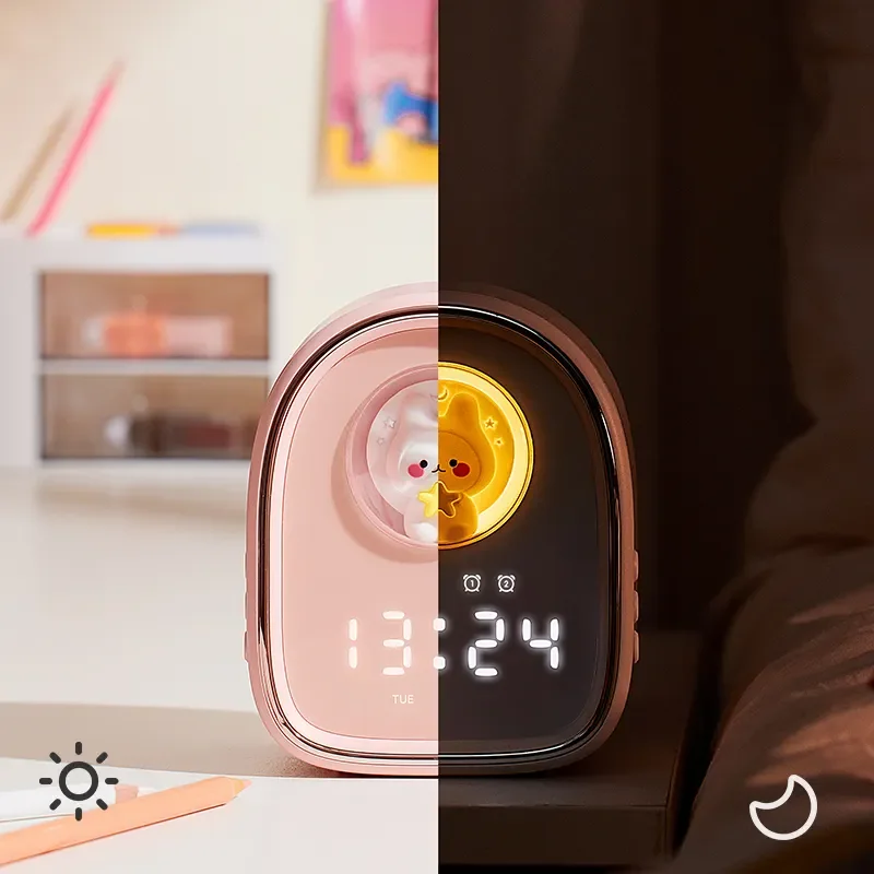 Cartoon Rabbit Smart Sleep Wake Up Mini Alarm Clock Atmosphere Night Lamp Table Clock
