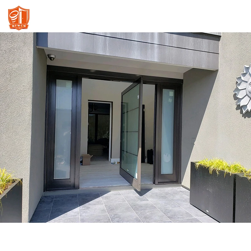 Aluminum Glass Pivot Door Interior office glass partition profiles Slim frame invisible hinged Pivot Door