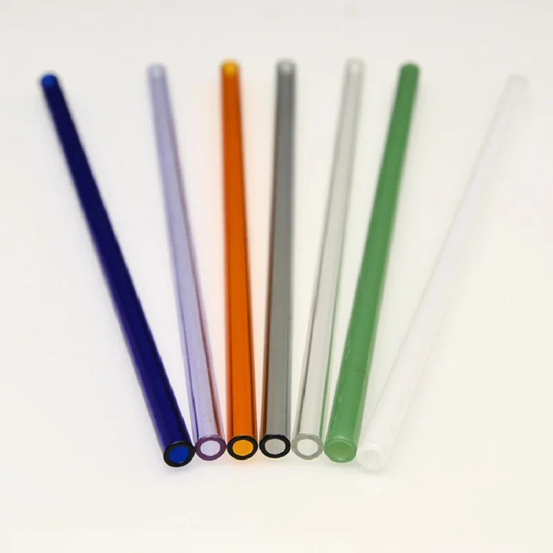 Drinking Straw Straw Colored Borosilicate Straight and Curved Glass New 3.3 Wine CLASSIC Water Pipes Smoking Herb Glass 8*200mm