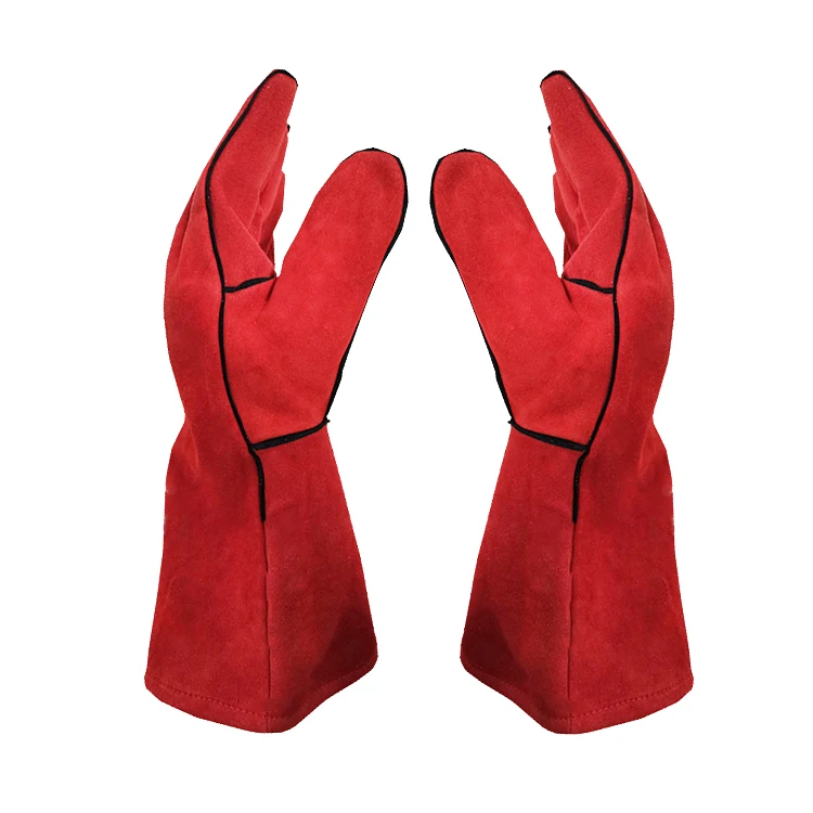 Genuine winter women windproof welding long size work leather gloves