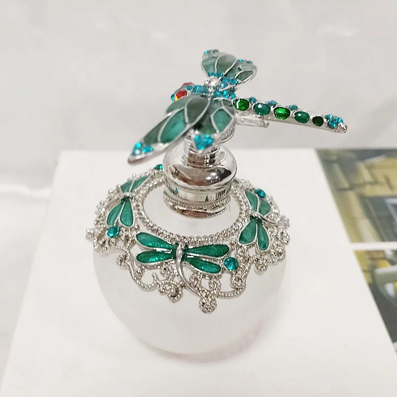 40ml Patented Metal Dragonfly Animal Perfume Frosted Essential Oil Bottle Glass Attar Refillable Bottle Factory Outlet#81148