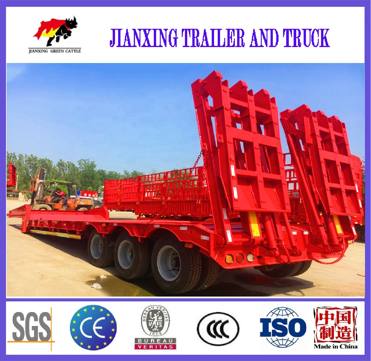 High Quality Steel With Strong Rigidity And Strength Excavator Transporter Gooseneck  Lowboy Semi Trailer At Affordable Price