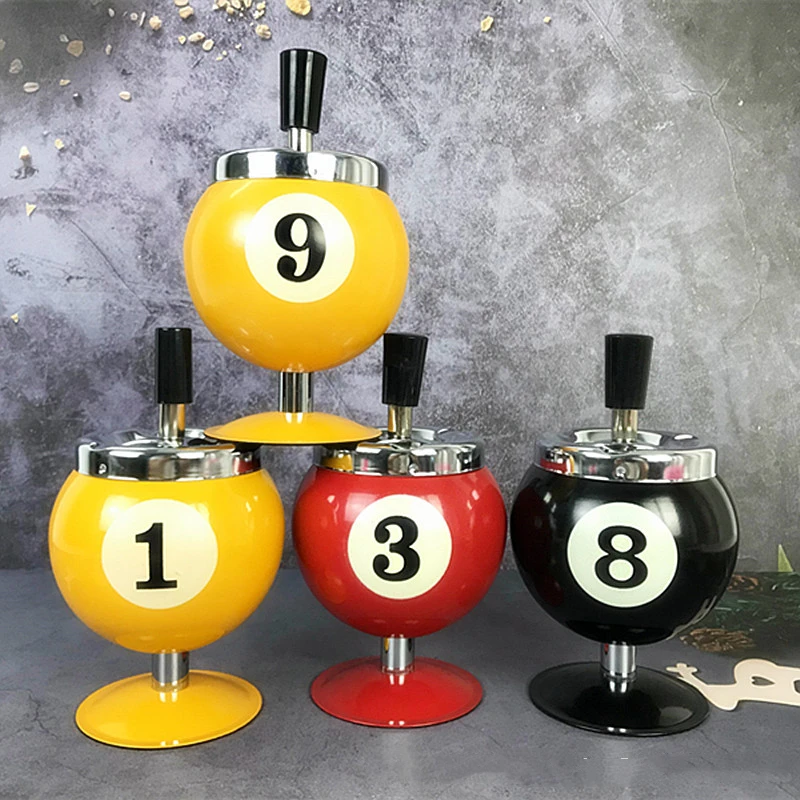 Billiard accessory billiard ball appearance stainless steel metallic ashtray decor for pool hall