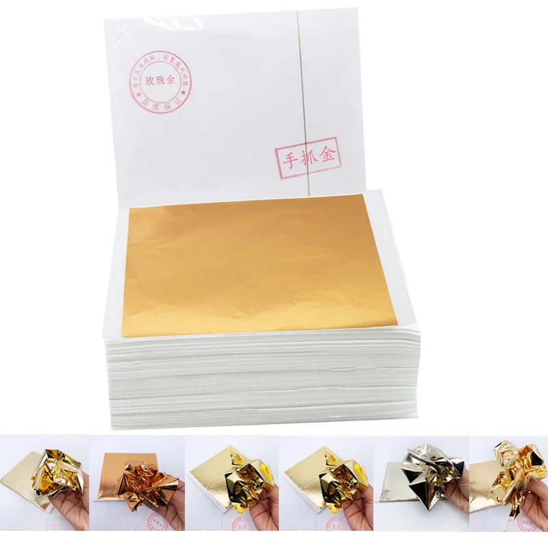 Low price 14.2*13.5 cm 1000 Sheets Copper Gold Taiwan Copper Foil Leaf For Decorating Wall Art Crafts Furniture