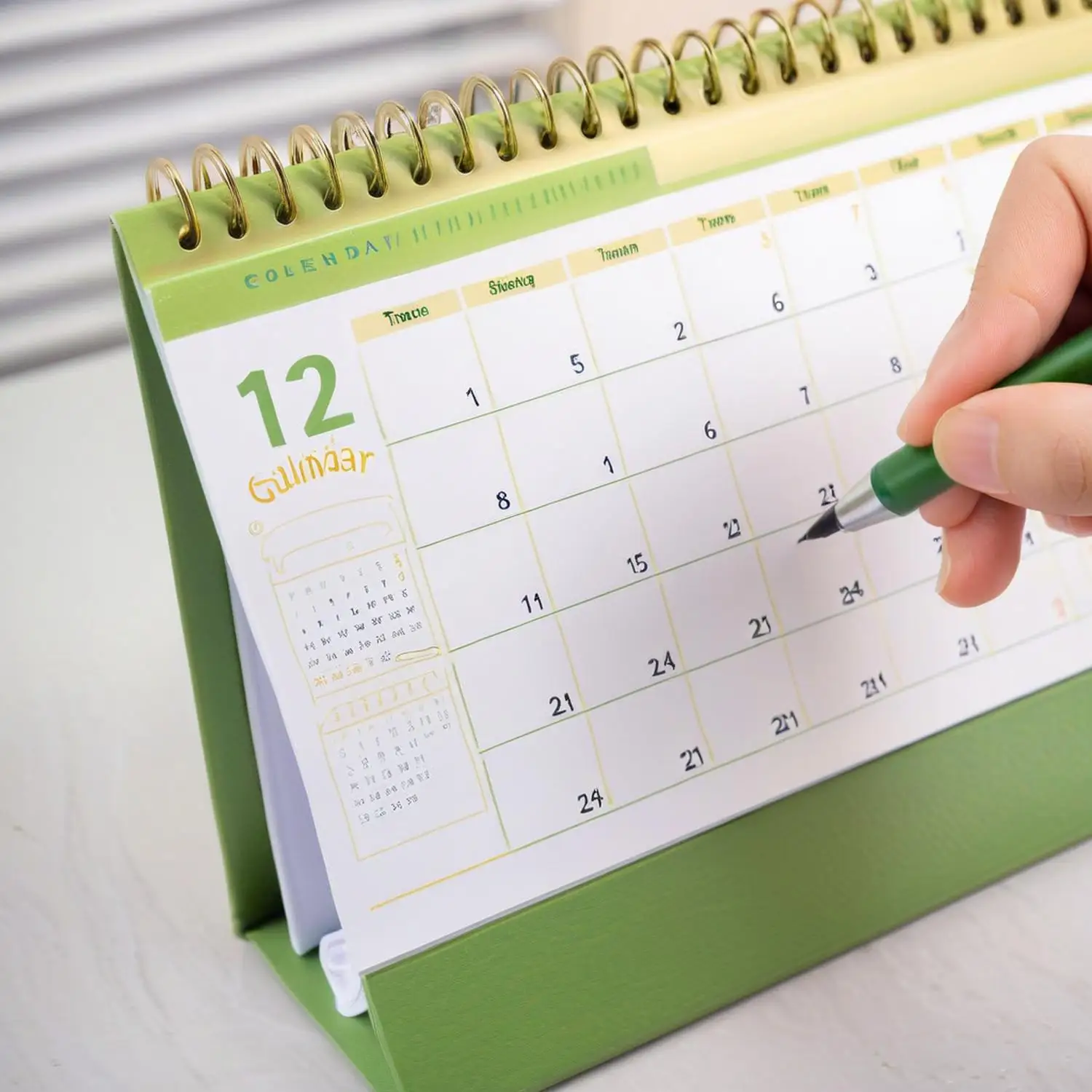 Custom Calendar Paper Spiral Monthly Undated Stand Flip Table Desk Top Paper Calendar