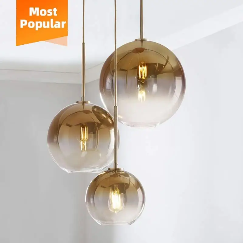 Classic e27 bubble gold lamps hanging chandelier bedside modern led pendant light