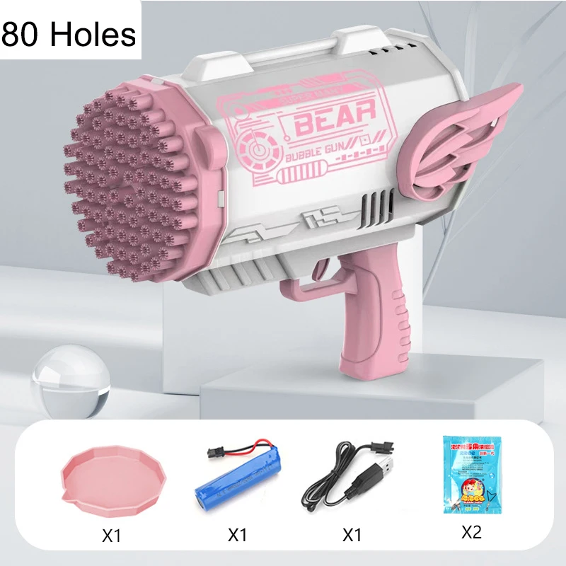 OEM Children Gifts Christmas Toys gun Outdoor Soap Bubble Machine Color LED Bazooka Bubble Gun