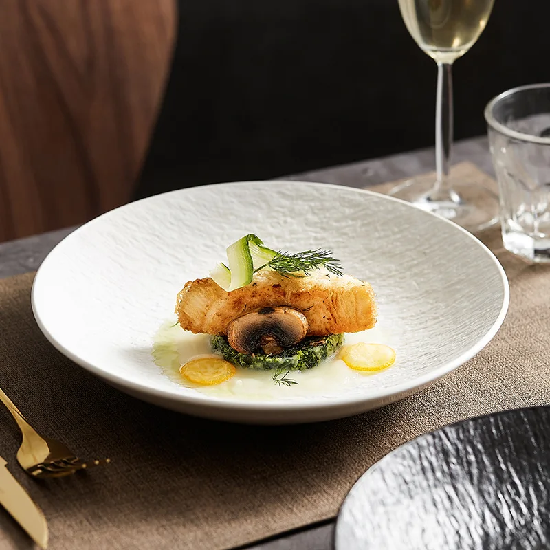 Creative Black Stone Home Dish Light Luxury Deep Western Food Ceramic Plate