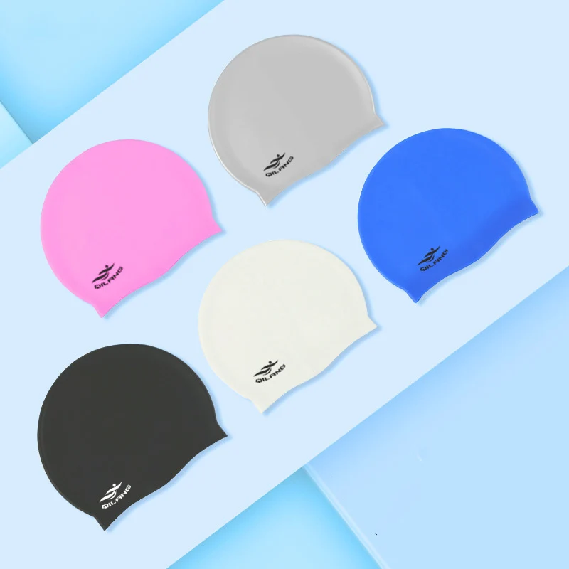 Silicone Solid Color Waterproof Swimming Cap for Adults Children and Men OPP Bag 100% Recyclable Silicone Pool Caps Custom Size