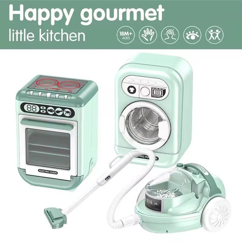 Mini washing machine oven pretend play vacuum cleaner children electric home appliances toys