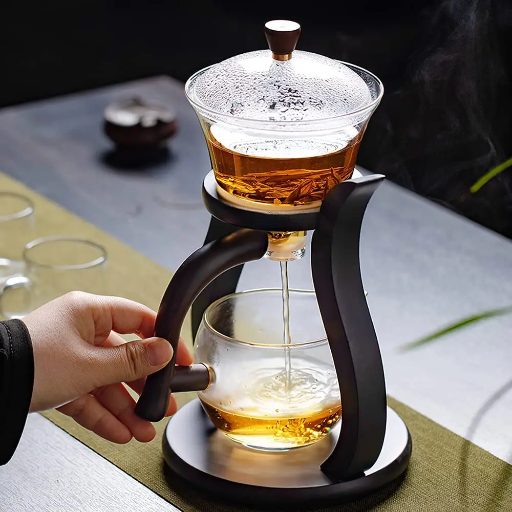 Wholesale Glass Teapot Set Automatic Lazy Tea Set With Magnetic Tea Infuser  Kungfu Heat-Resistant Teapot Set