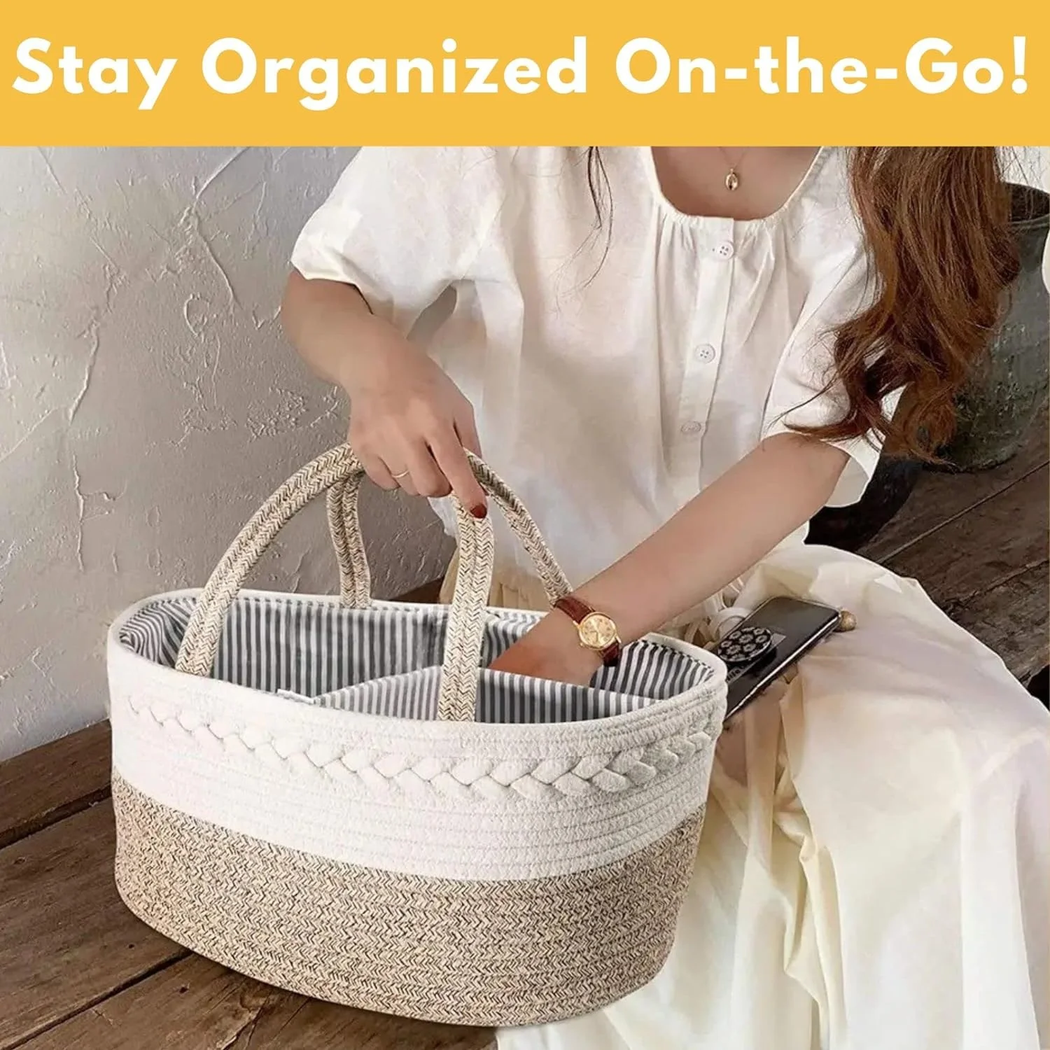 100% Cotton Rope Newborn Moses Basket Changing Basket Rope Woven Portable Baby Cot Moses Basket And Bedding Mattress Set