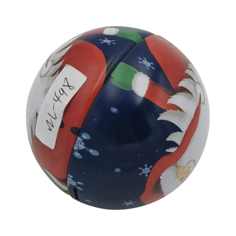 Christmas Tin Ball Gift Packing Box Custom Size Tin Ball Metal Tinplate 0.20-0.30mm Thickness Recycled Materials CN;GUA