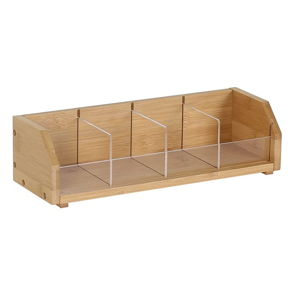 A Custom Bamboo Tea Bag Holder Wood Countertop Tea Organizer Basket Storage Box Tea Bags Containers for Drawers Kitchen