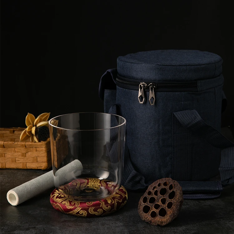 chakra therapy sound healing clear crystal singing  bowl with pattern , customer design