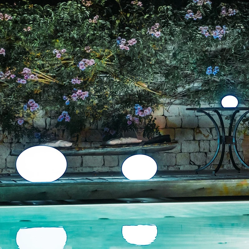 LED Flat Ball Light RGB Colors Changing LED Table Lamp Outdoor Waterproof Decoration